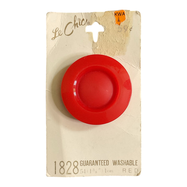 Vintage Red Le Chic Plastic Shank Buttons on Card 1828