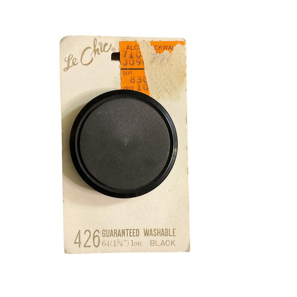 Vintage Black Le Chic Plastic Shank Buttons on Card 426