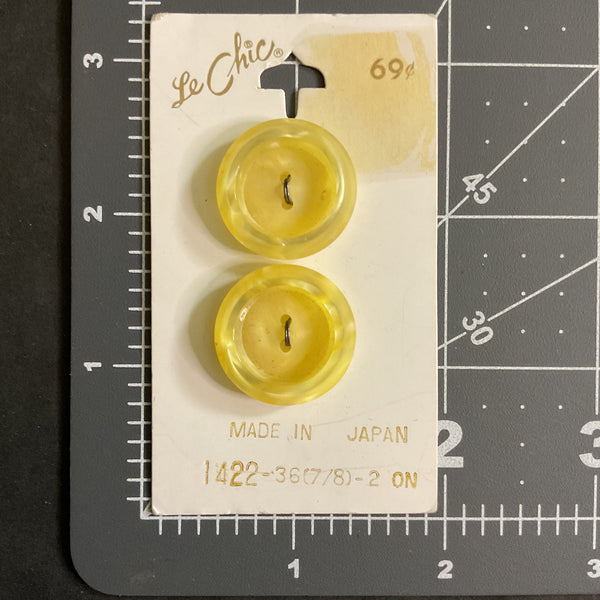 Le Chic Yellow 2 Hole Buttons 2 on Card No 1422