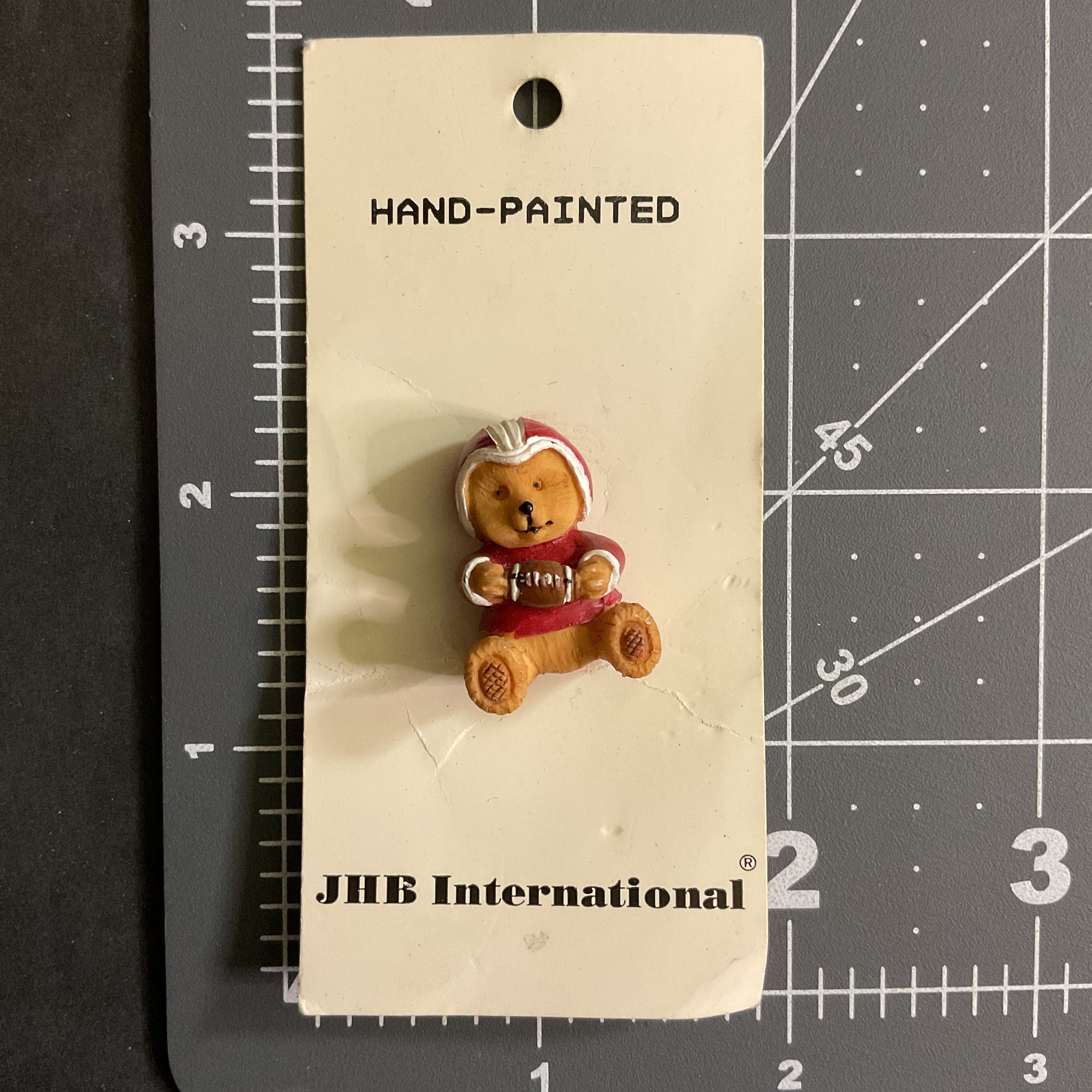 JHB Hand Painted Football Bear Button 1 on Card