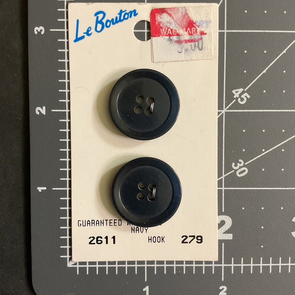 Le Bouton Navy Blue 4 Hole Buttons 2 on Card No 2611