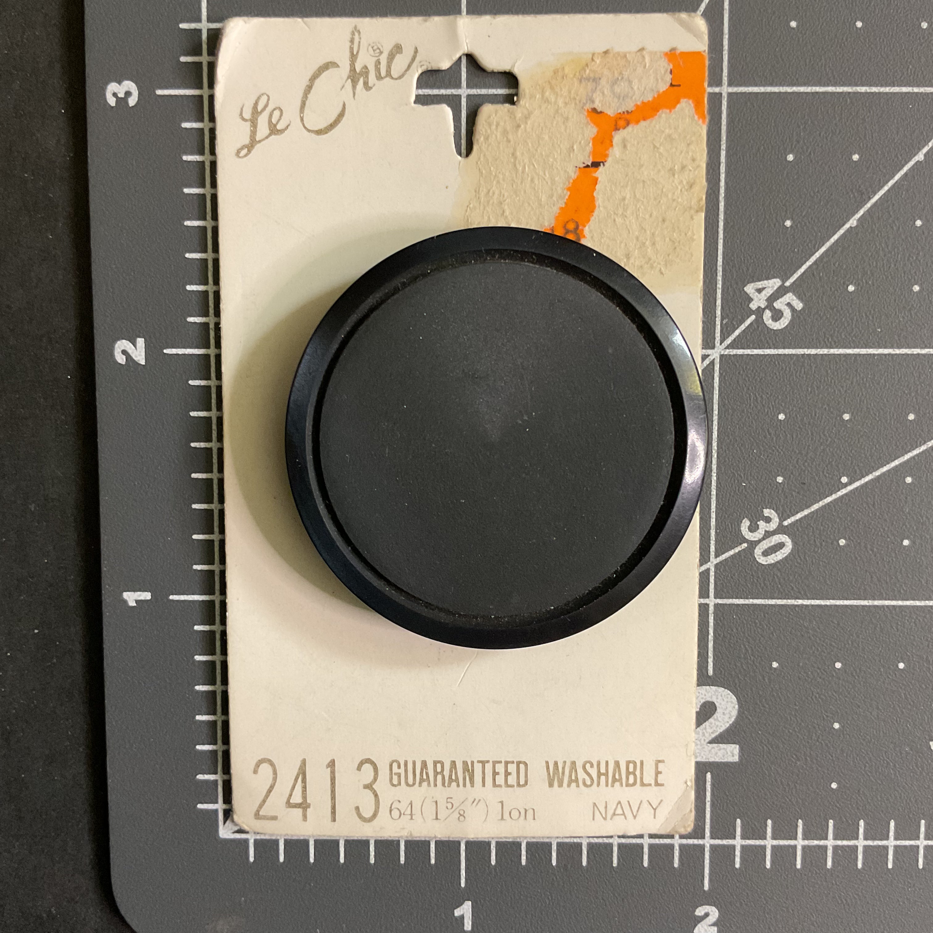 Vintage Navy Blue Le Chic Plastic Shank Buttons on Card 2413