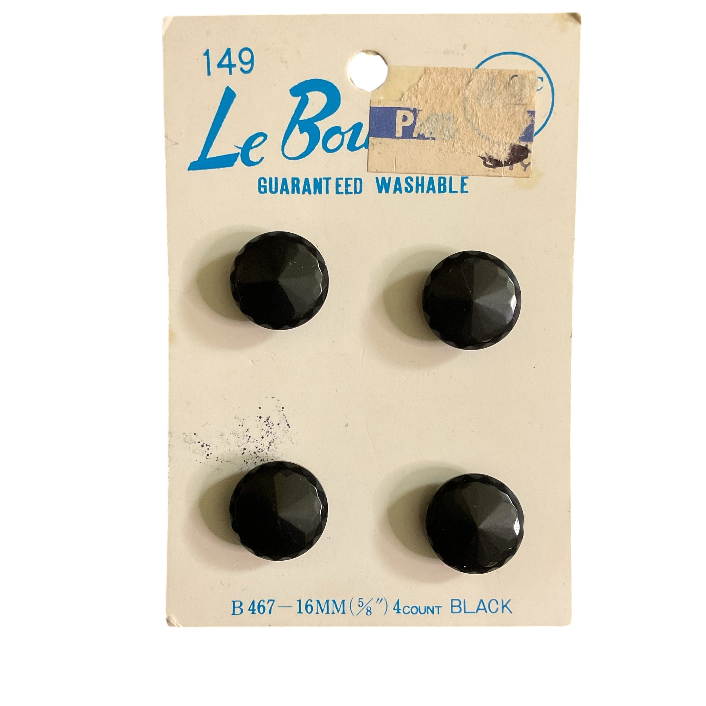 Le Bouton Black Shank Buttons 4 on Card No 149
