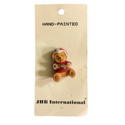 JHB Hand Painted Football Bear Button 1 on Card