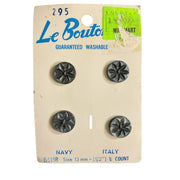 Le Bouton Navy Blue 2 Hole Flower Buttons 4 on Card