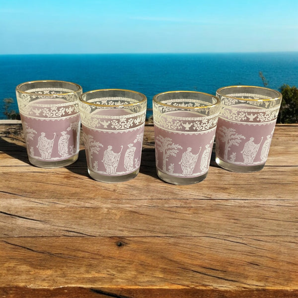 Vintage Jeanette Jasperware Lilac Shot Glasses Set of 4