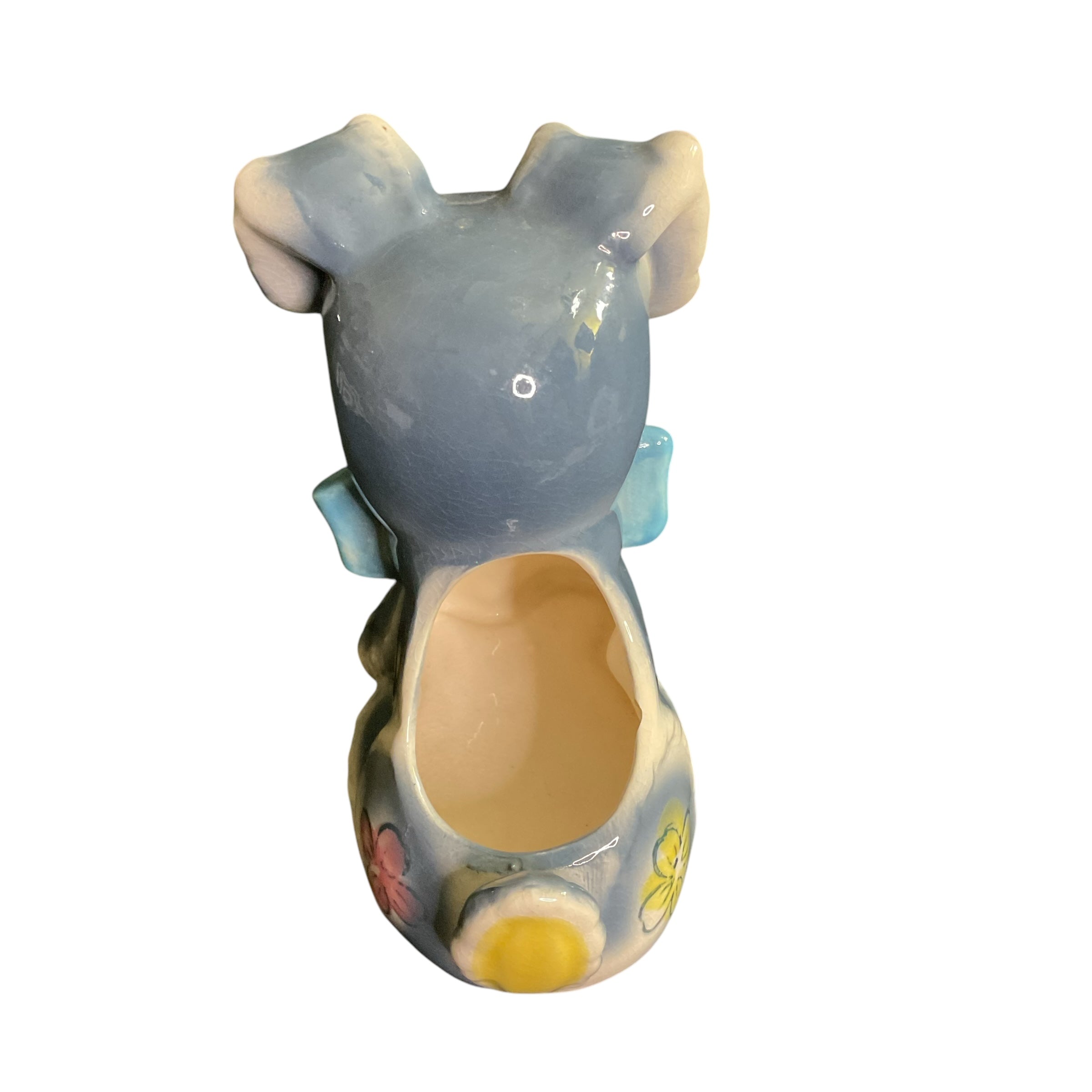 Vintage Blue Flower Puppy Dog Ceramic Planter Marilyn Exclusive