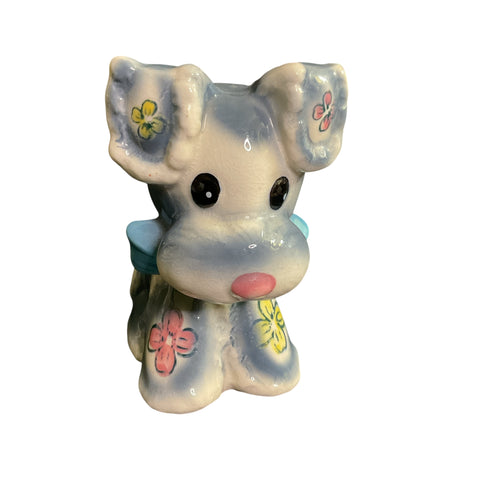 Vintage Blue Flower Puppy Dog Ceramic Planter Marilyn Exclusive