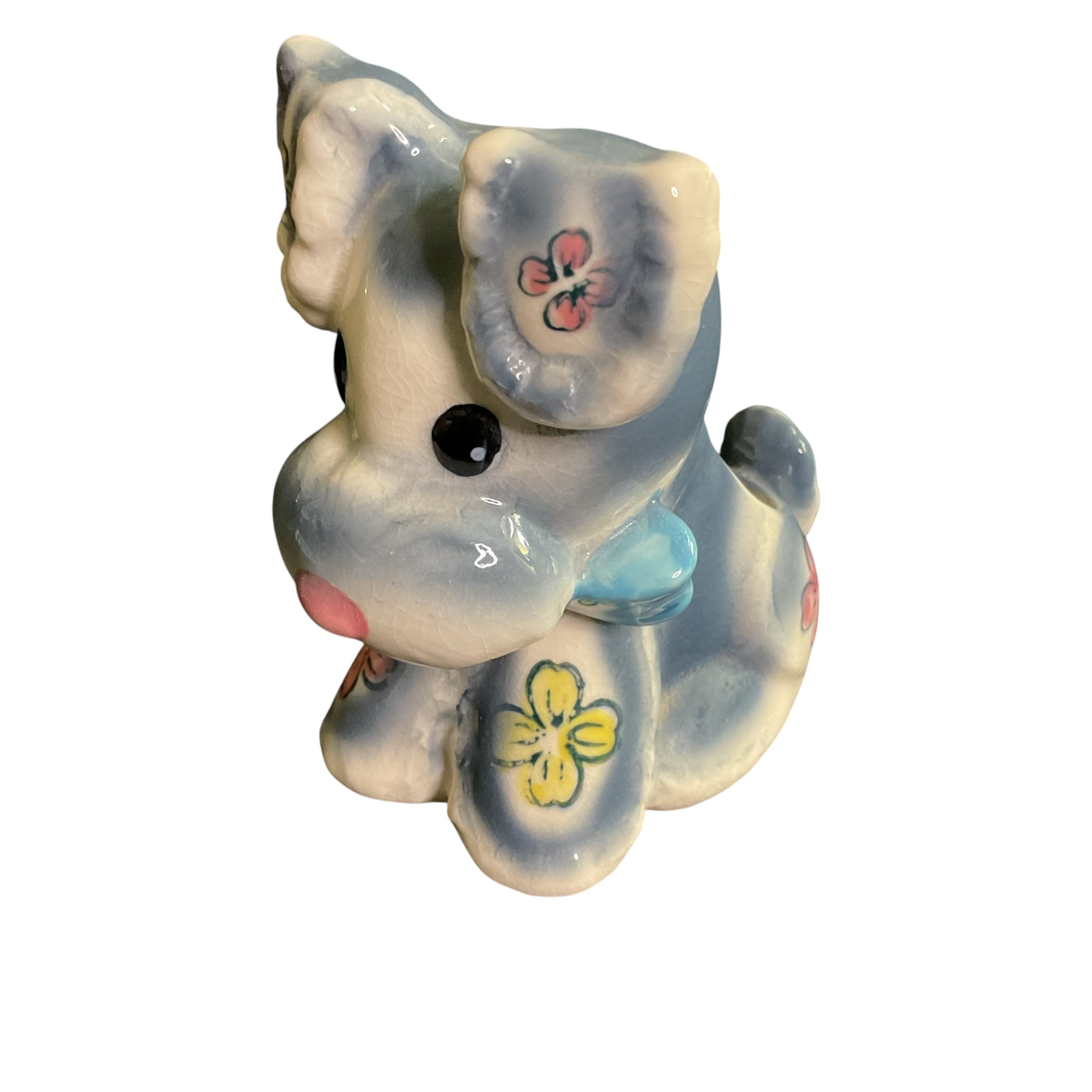 Vintage Blue Flower Puppy Dog Ceramic Planter Marilyn Exclusive