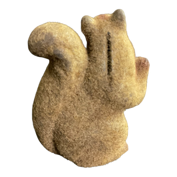 Vintage Flocked Squirrel Piggy Bank Hard Plastic
