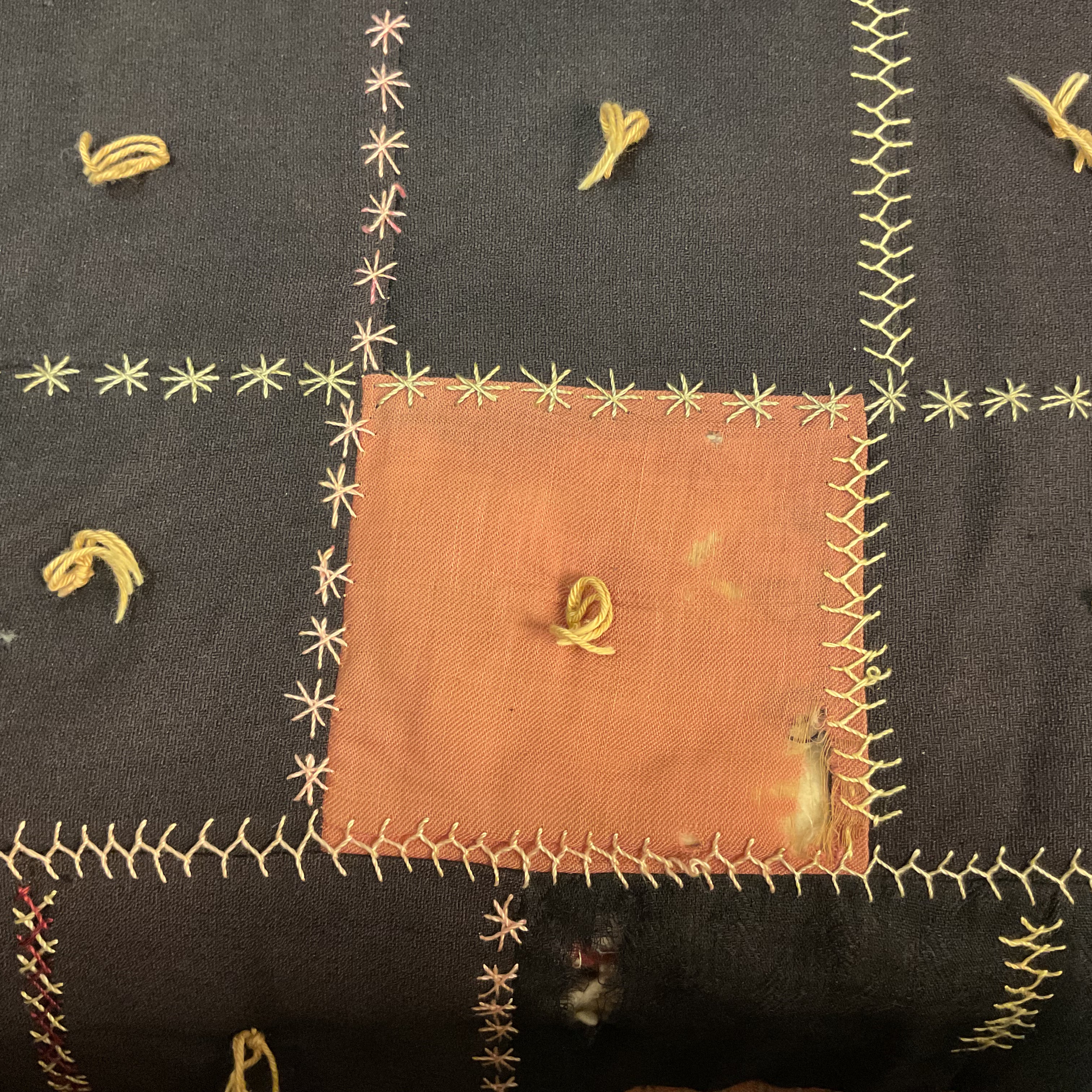 Vintage Patchwork Crazy Quilt Fancy Hand Embroidery Tied