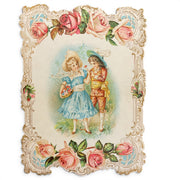Antique 1910 Victorian Die Cut Greeting Card Boy and Girl - Avid Vintage