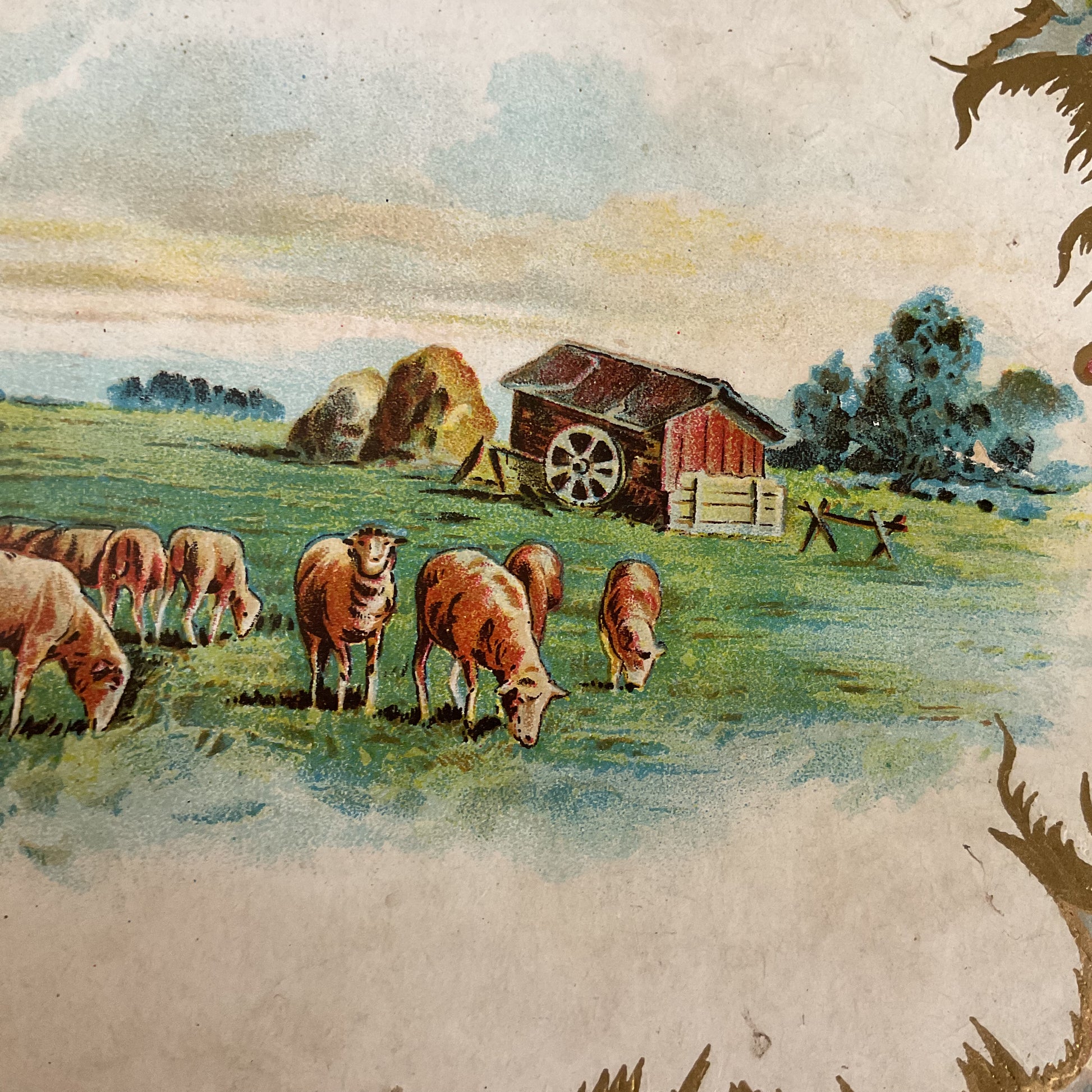 Antique 1910 Victorian Die Cut Greeting Card Bridge Sheep Herder - Avid Vintage