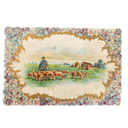 Antique 1910 Victorian Die Cut Greeting Card Bridge Sheep Herder - Avid Vintage