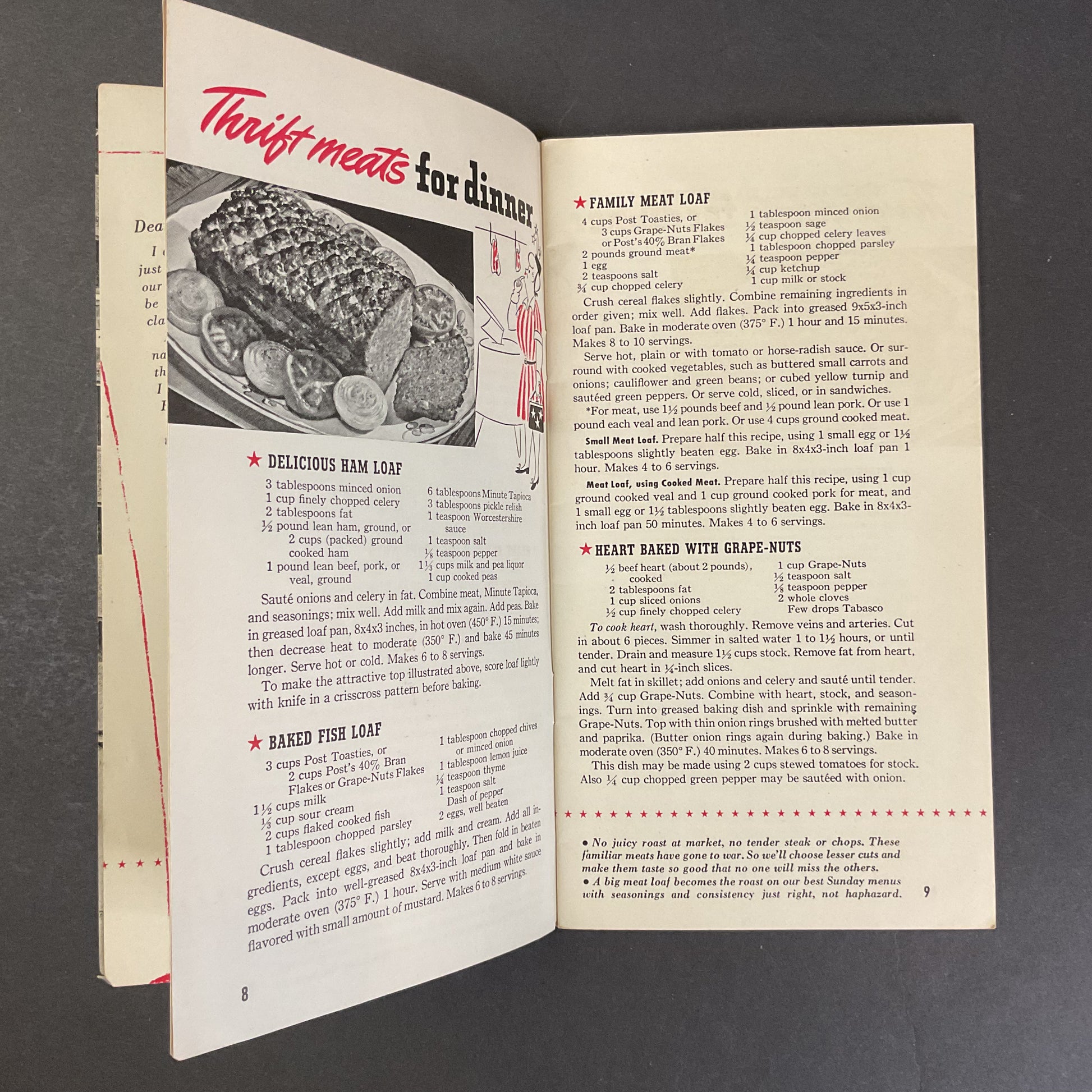Vintage Patriotic 1943 General Foods Rationing Recipe Cookbook WWII - Avid Vintage