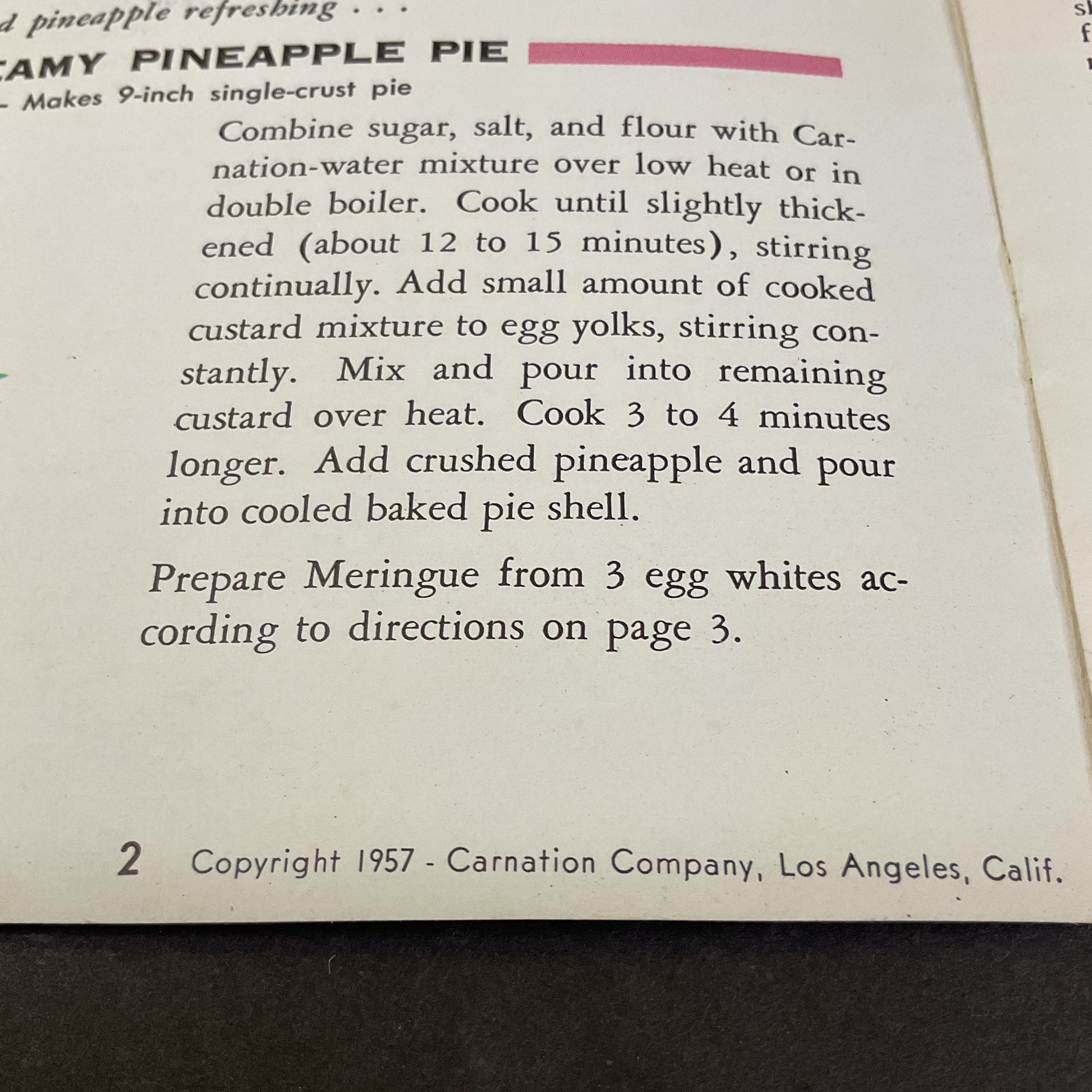 Perfect Pies Vintage 1957 Carnation Evaporated Milk Recipe Booklet - Avid Vintage