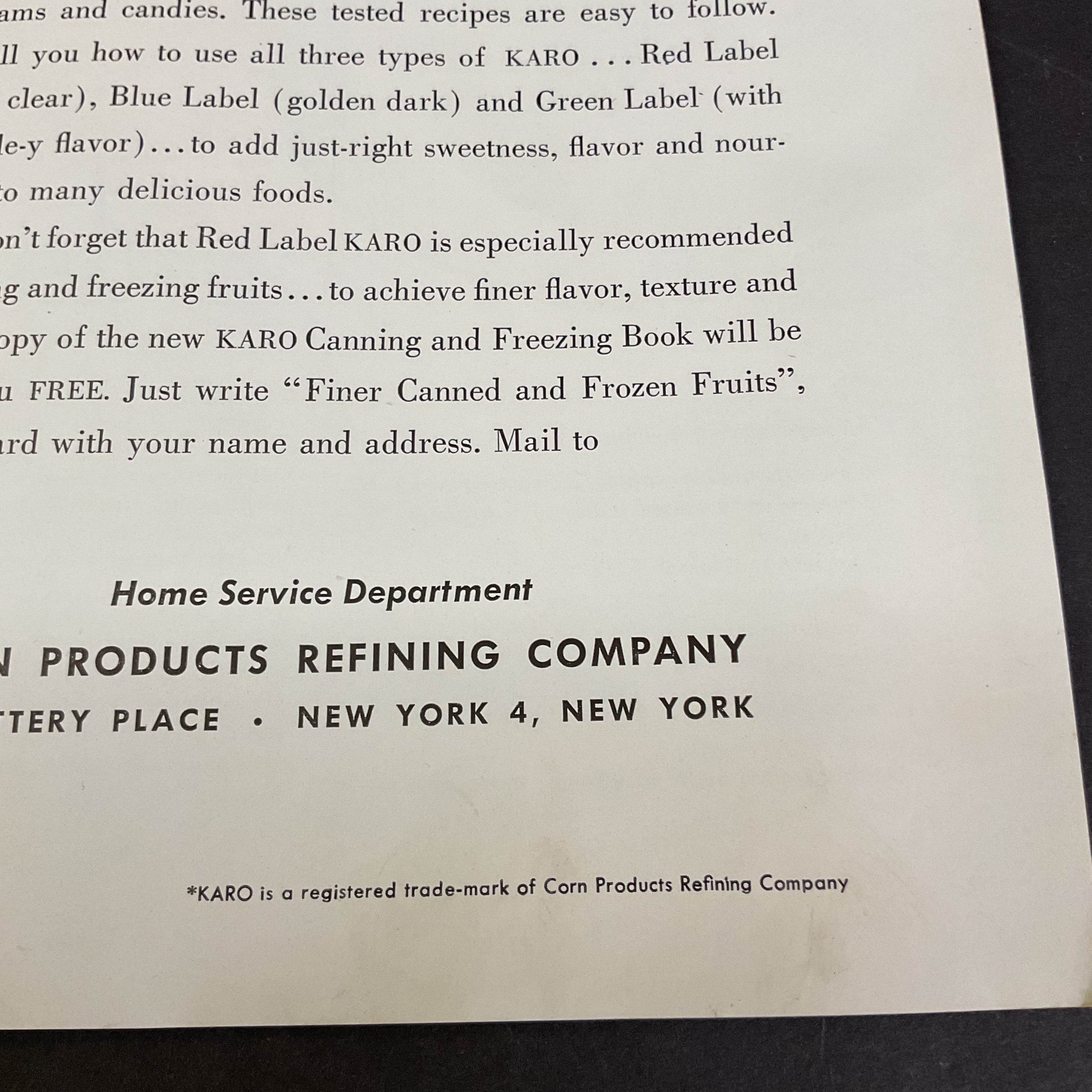 Karo Kookery Vintage 1940s Recipe Booklet - Avid Vintage