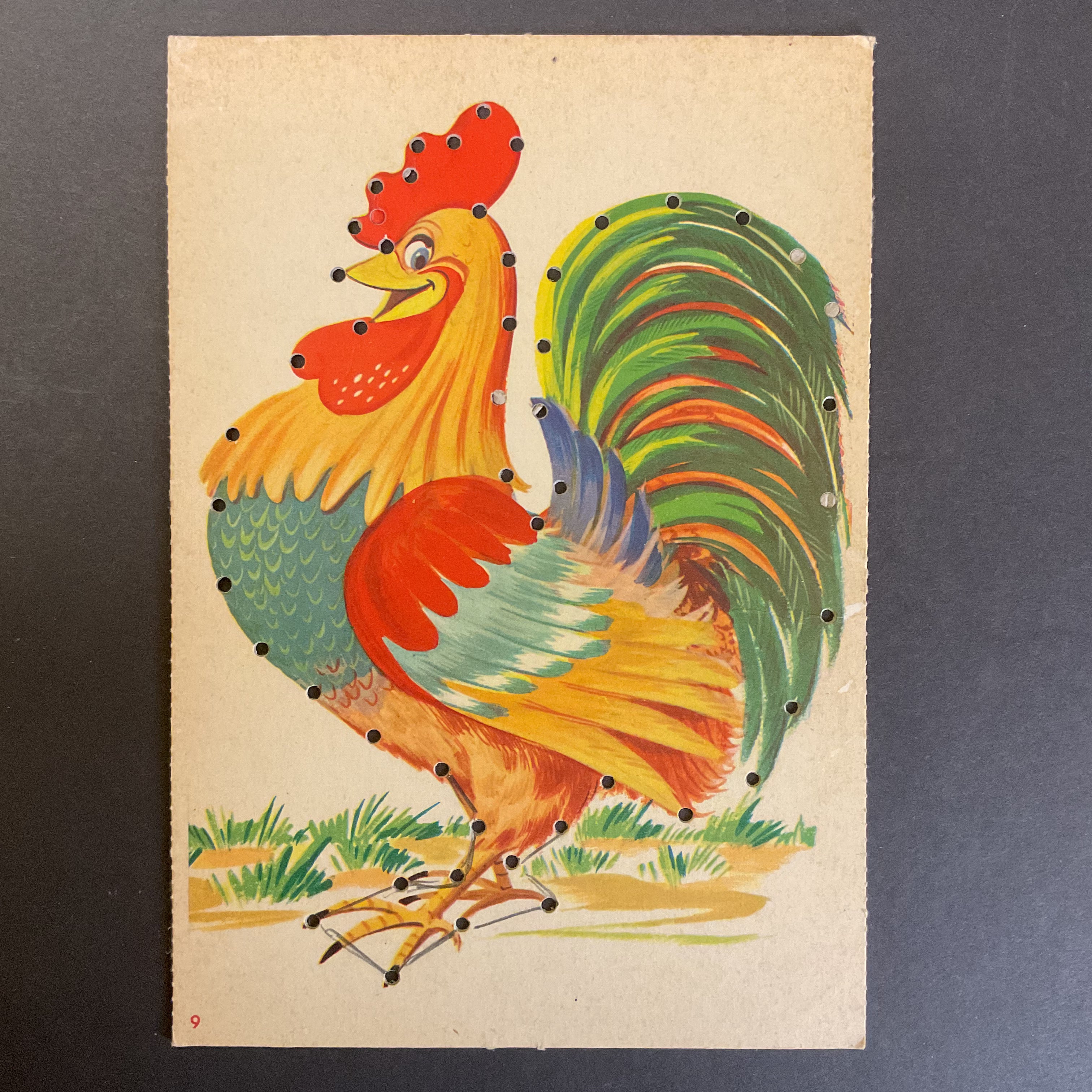 Vintage Children’s Sewing Card Rooster to Lace - Avid Vintage