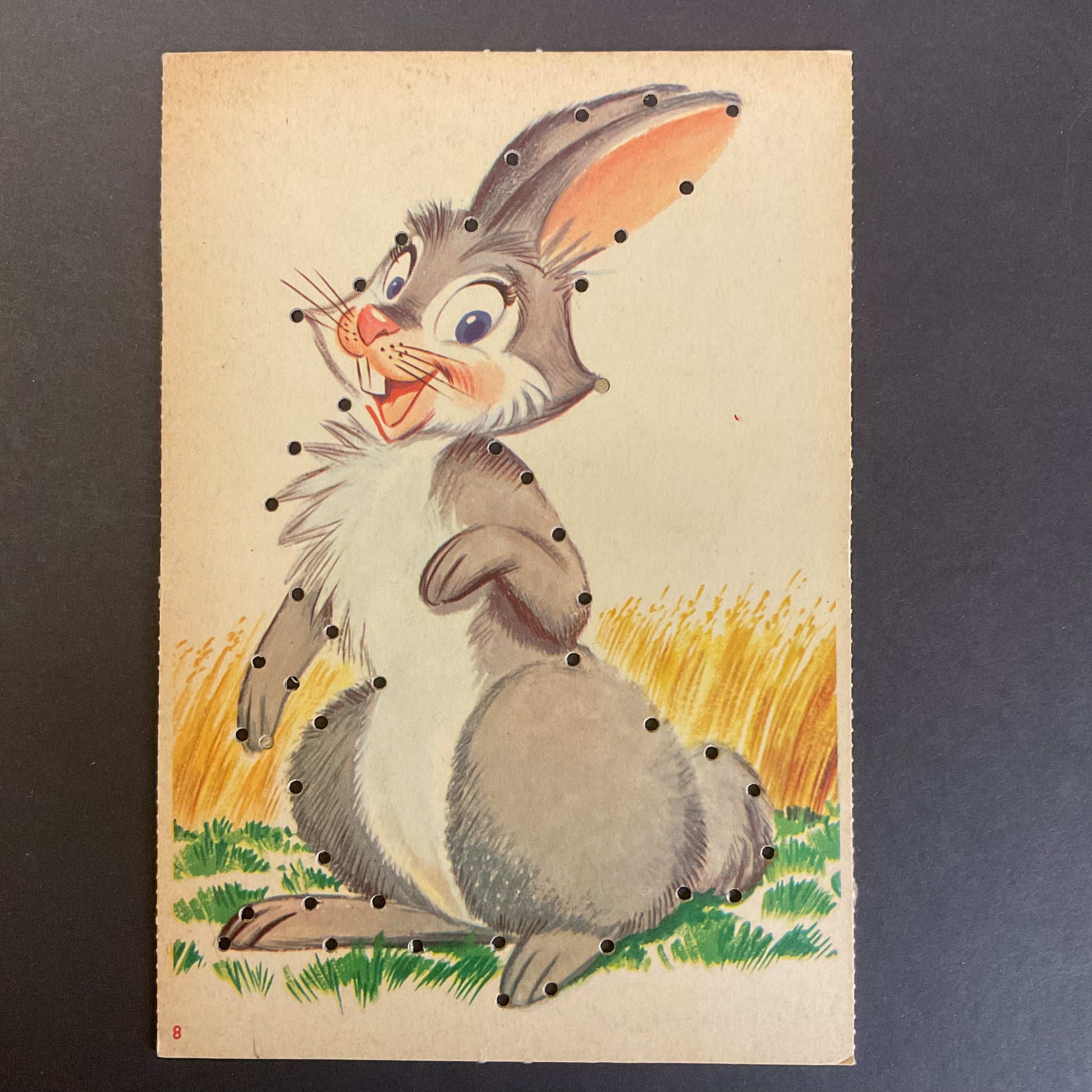 Vintage Children’s Sewing Card Bunny Rabbit to Lace - Avid Vintage