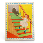 Vintage Children’s Sewing Card Little Girl with Black Dog - Avid Vintage