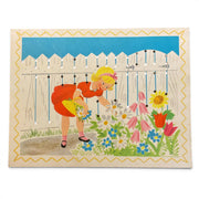 Vintage Children’s Sewing Card Little Girl Picking Flowers - Avid Vintage