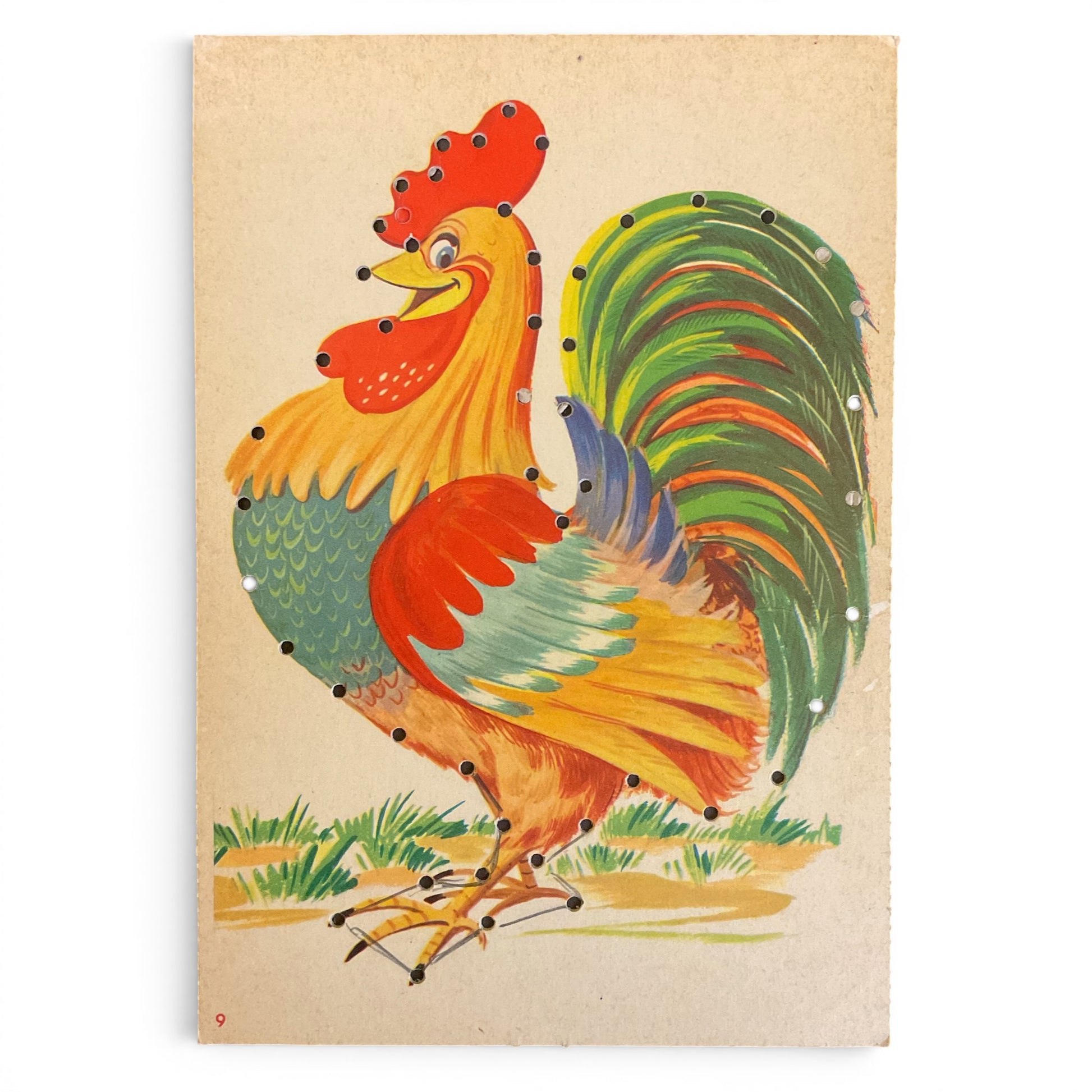 Vintage Children’s Sewing Card Rooster to Lace - Avid Vintage