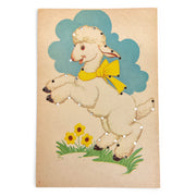 Vintage Children’s Sewing Card White Lamb to Lace - Avid Vintage
