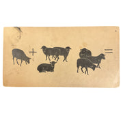 Large Vintage Animal Addition Flash Card Silhouette Sheep 1910s Classroom Ephemera - Avid Vintage