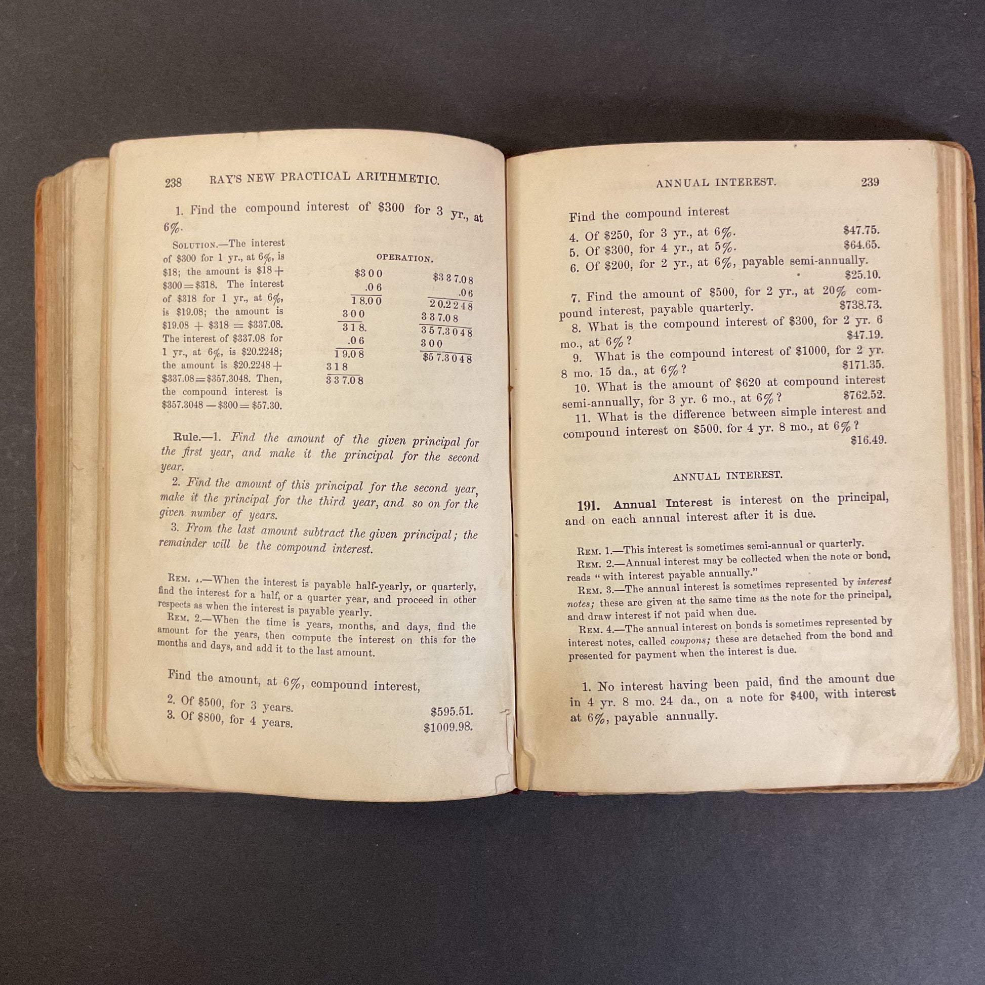 Antique 1877 Math School Book Ray’s New Practical Arithmetic - Avid Vintage