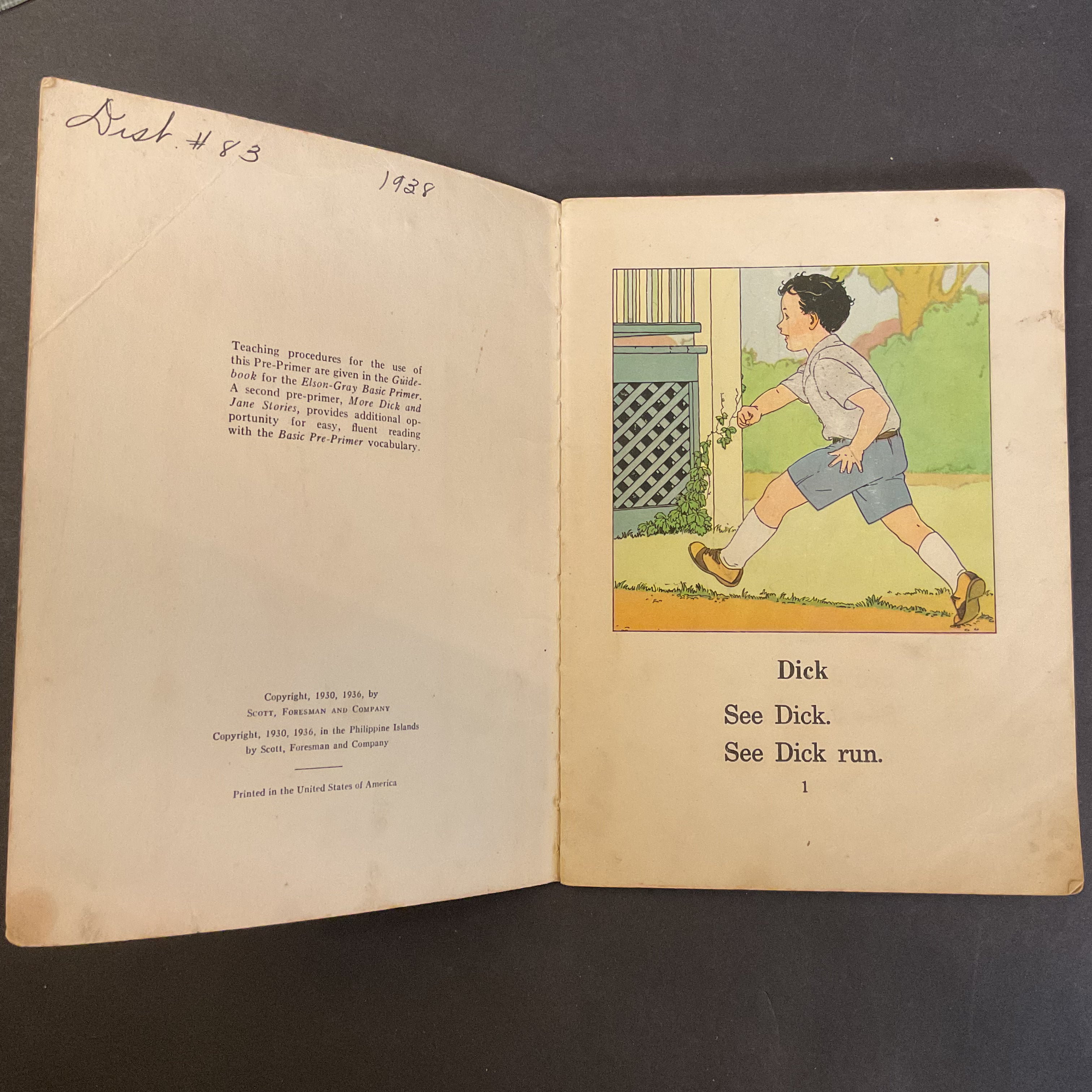 Vintage 1936 Dick and Jane Book Elson Gray Pre Primer - Avid Vintage