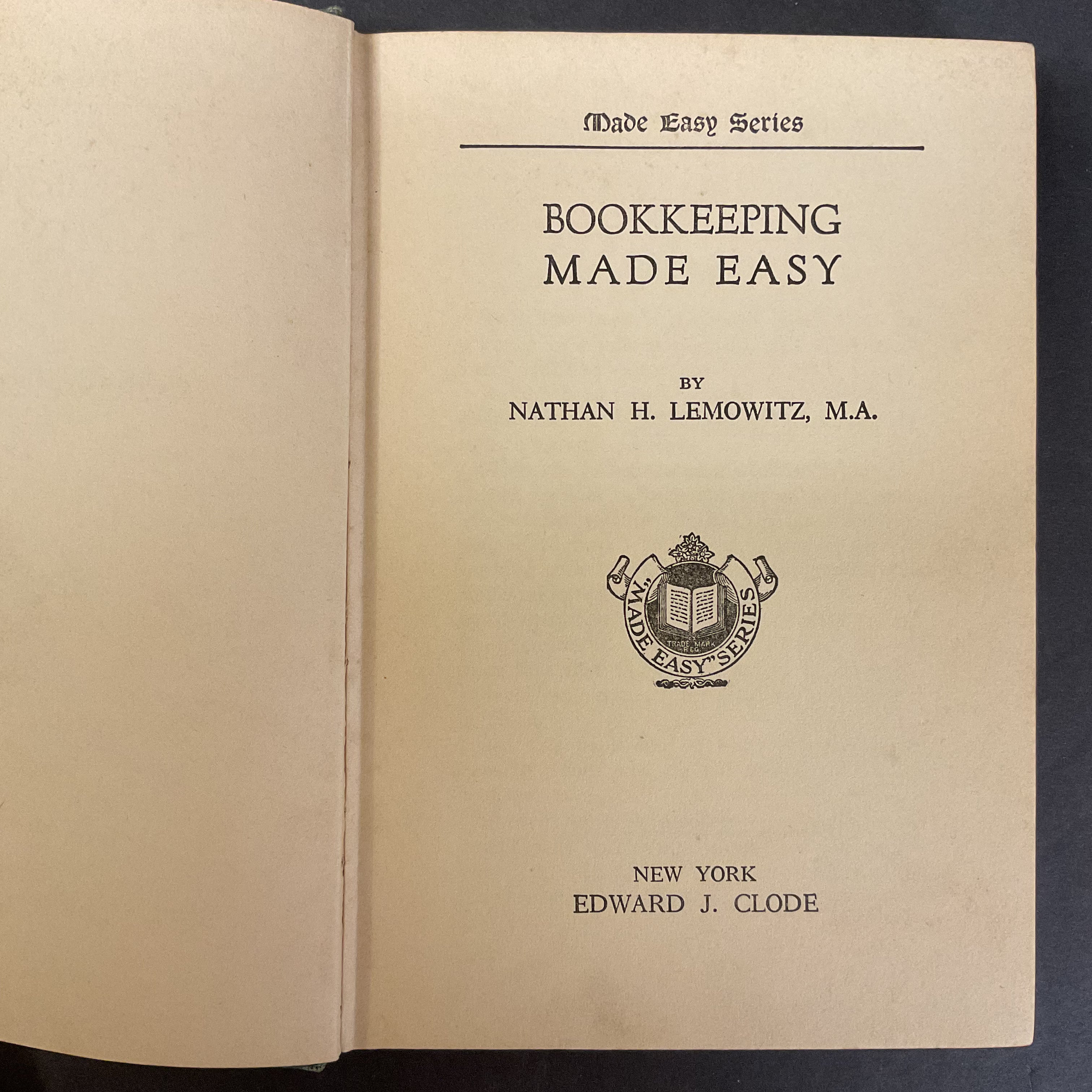 Bookkeeping Made Easy Lemowitz Vintage 1919 Hardcover Book - Avid Vintage