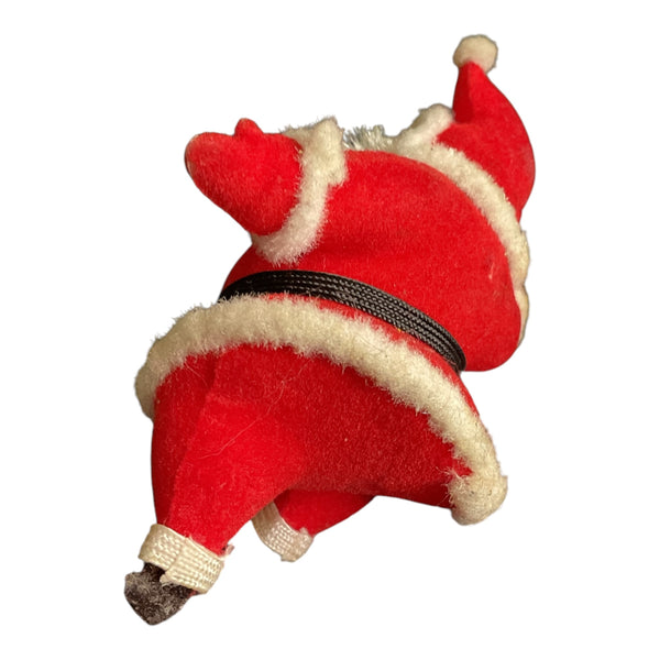 Vintage Mini Flocked Santa Claus with Chenille Beard