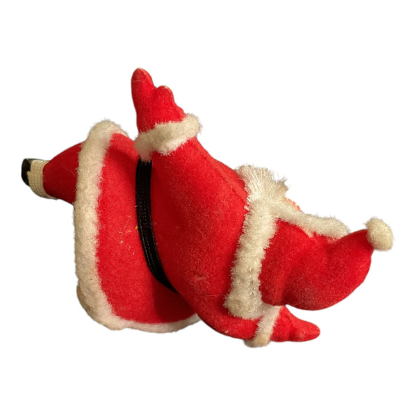 Vintage Mini Flocked Santa Claus with Chenille Beard