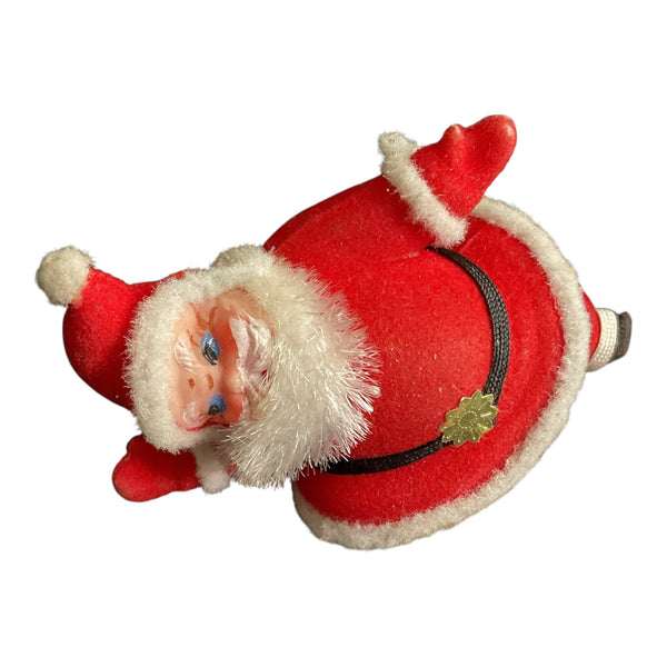 Vintage Mini Flocked Santa Claus with Chenille Beard