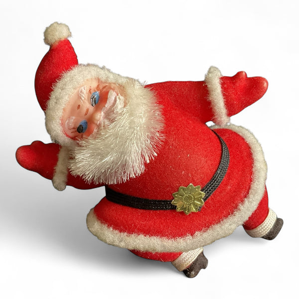Vintage Mini Flocked Santa Claus with Chenille Beard