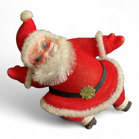 Vintage Mini Flocked Santa Claus with Chenille Beard