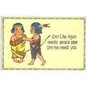 Vintage Indian Boy and Girl Valentine Postcard Boy with Quiver Arrows and Bow - Avid Vintage