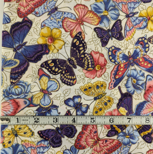 Cotton Butterfly Fabric 44 x 1 Yard Cranston Print Works VIP 2007