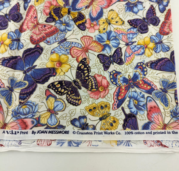 Cotton Butterfly Fabric 44 x 1 Yard Cranston Print Works VIP 2007