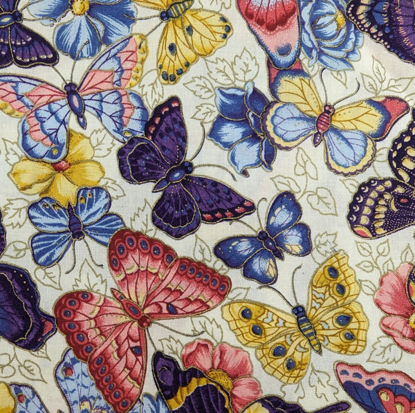 Cotton Butterfly Fabric 44 x 1 Yard Cranston Print Works VIP 2007