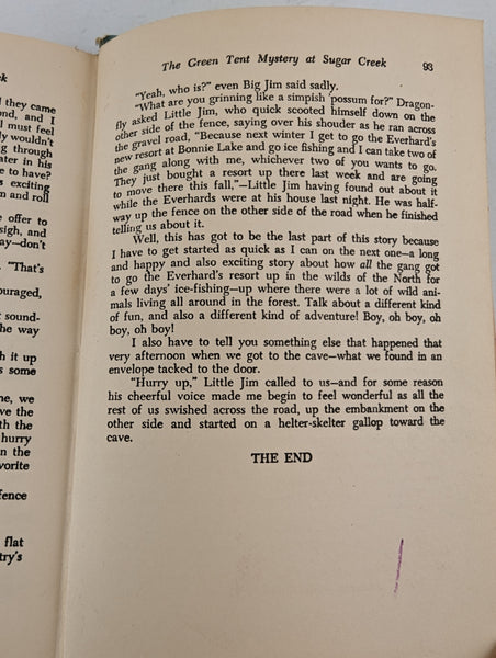 The Green Tent Mystery at Sugar Creek Vintage 1950 Hardcover Book Paul Hutchens