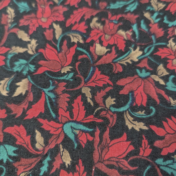 Windsor Collection by Hoffman California Red on Black Floral 45 x 1 Yard