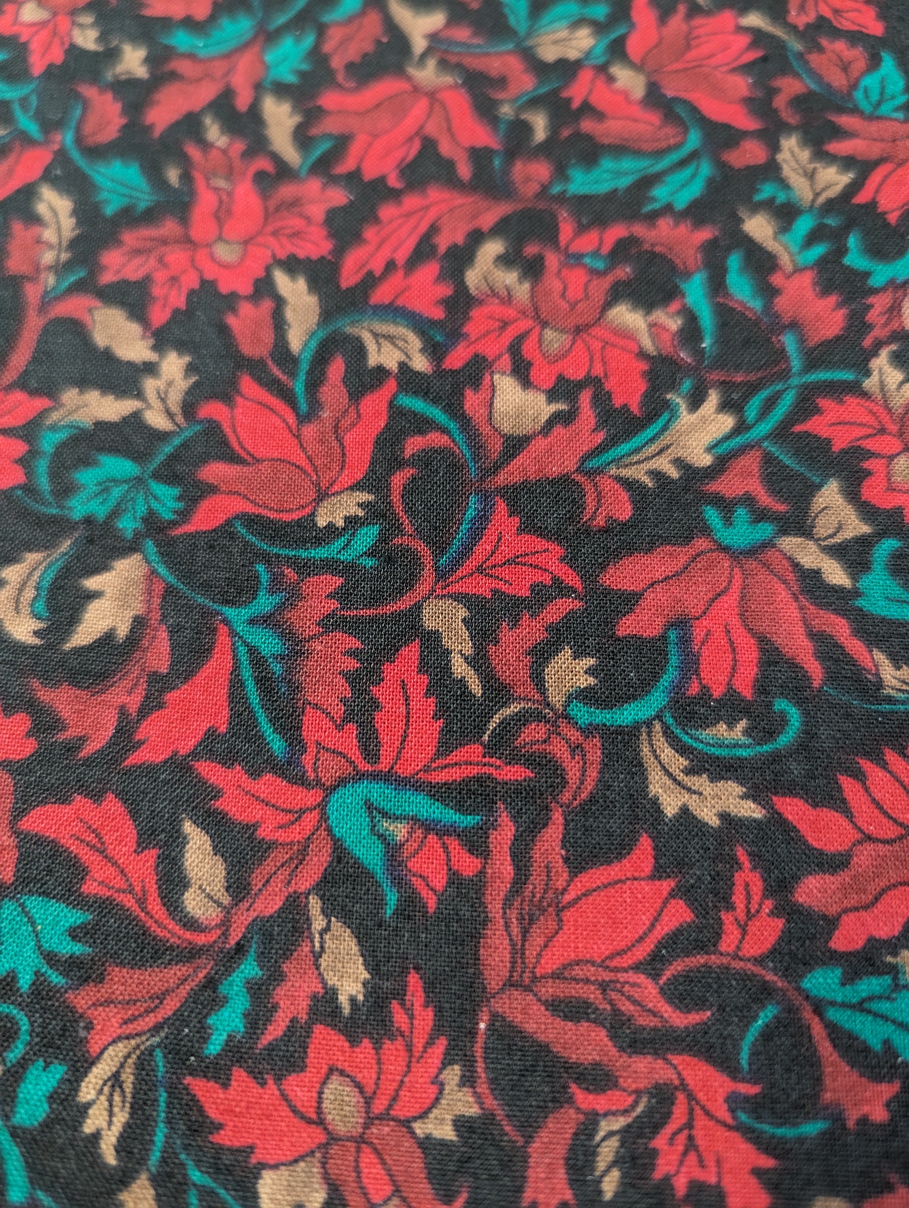 Windsor Collection by Hoffman California Red on Black Floral 45 x 1 Yard
