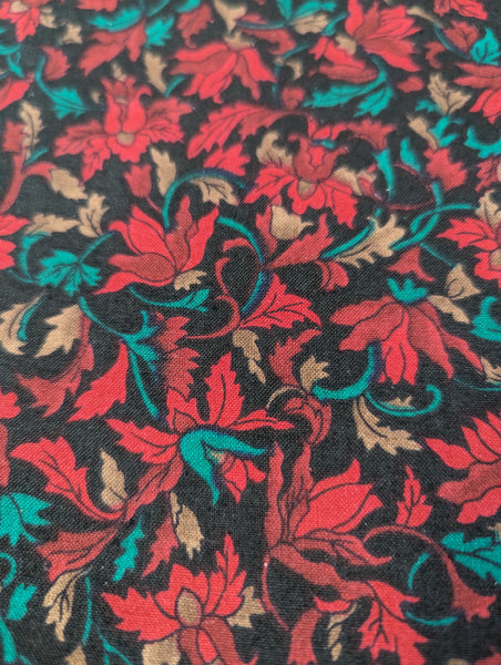 Windsor Collection by Hoffman California Red on Black Floral 45 x 1 Yard