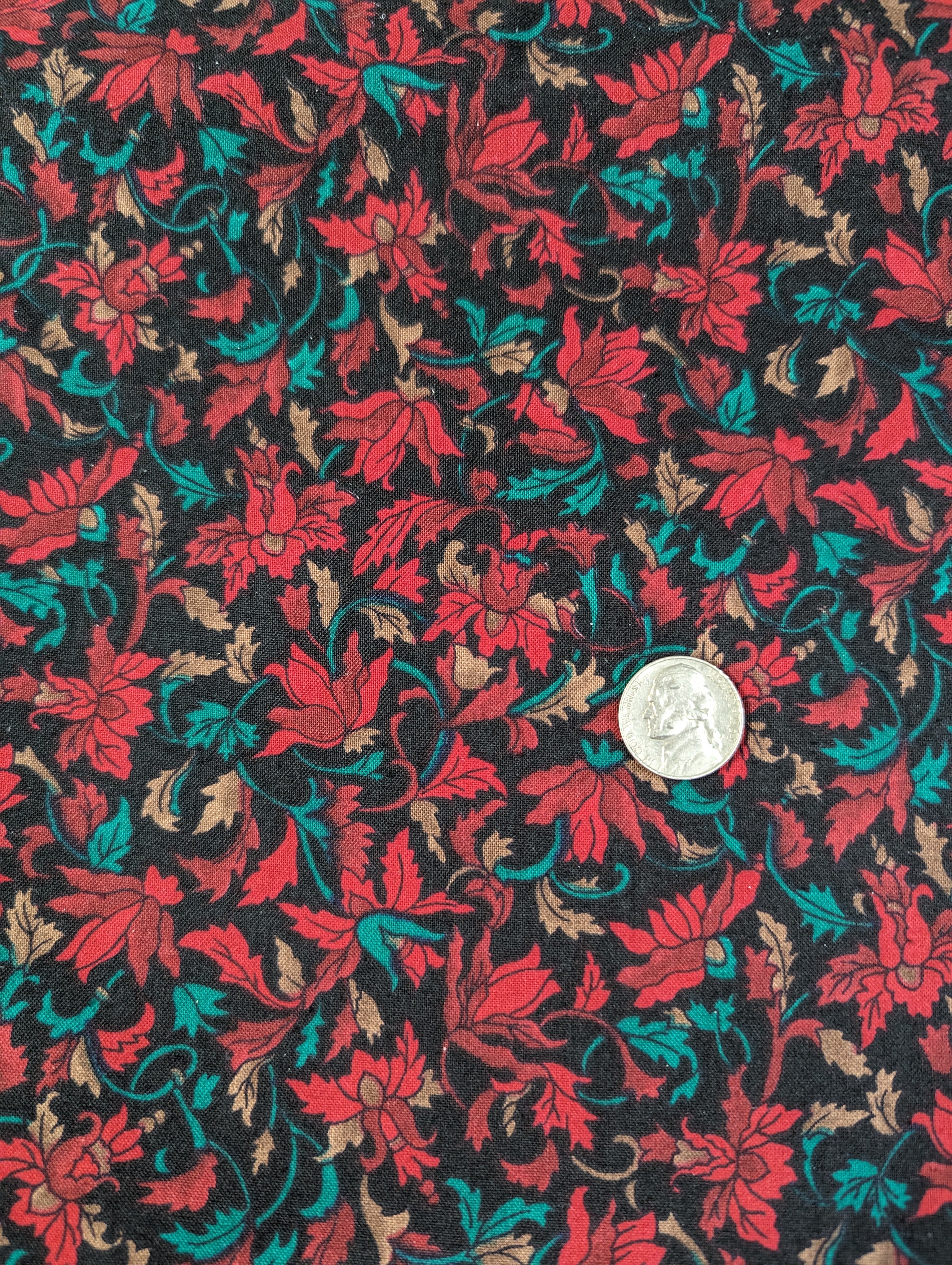 Windsor Collection by Hoffman California Red on Black Floral 45 x 1 Yard