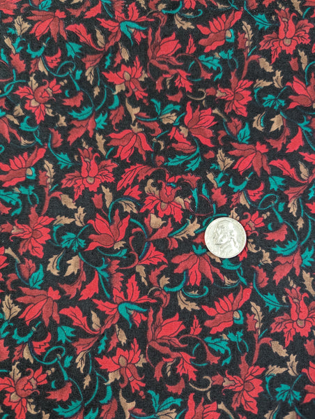 Windsor Collection by Hoffman California Red on Black Floral 45 x 1 Yard