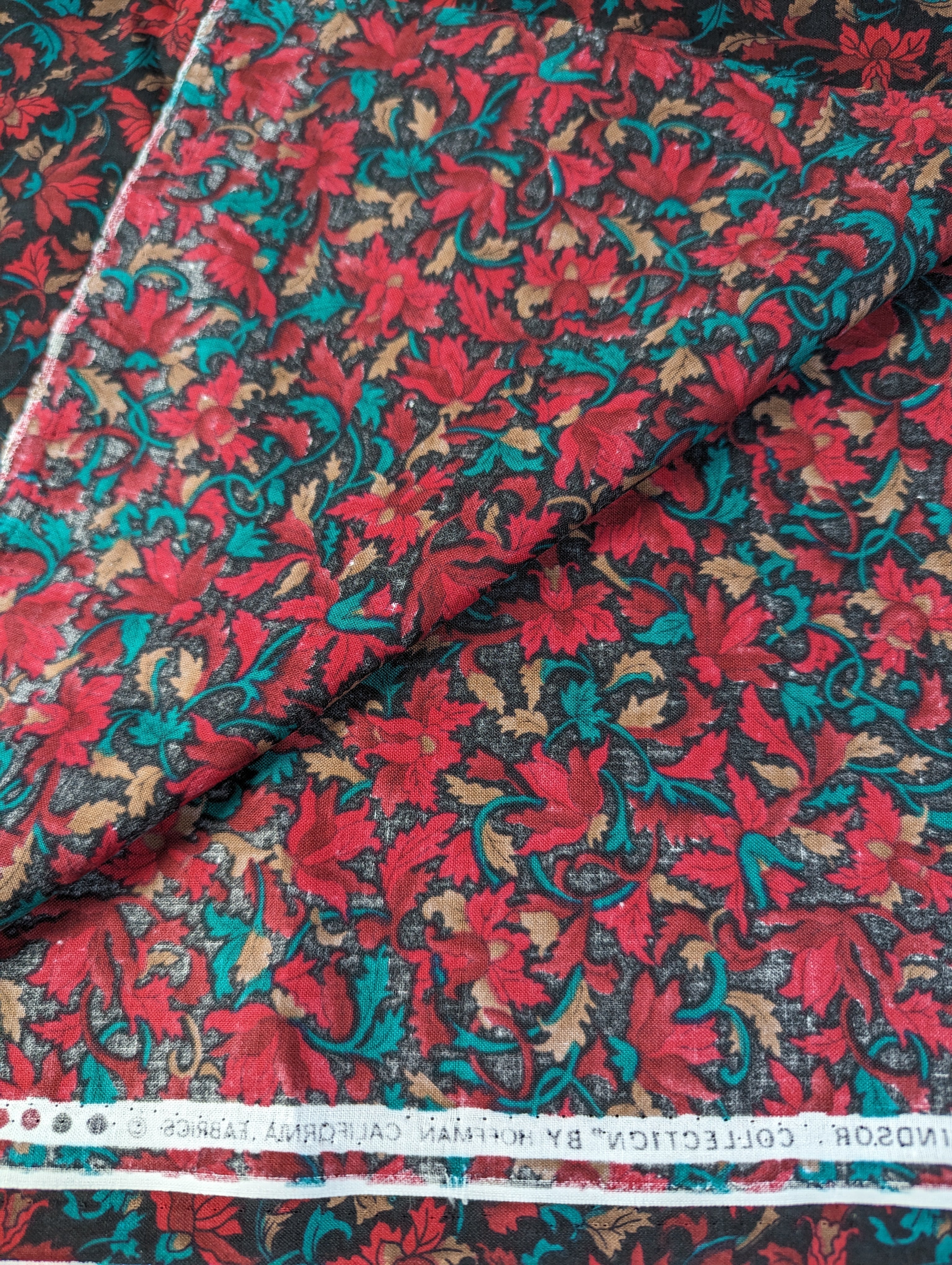 Windsor Collection by Hoffman California Red on Black Floral 45 x 1 Yard