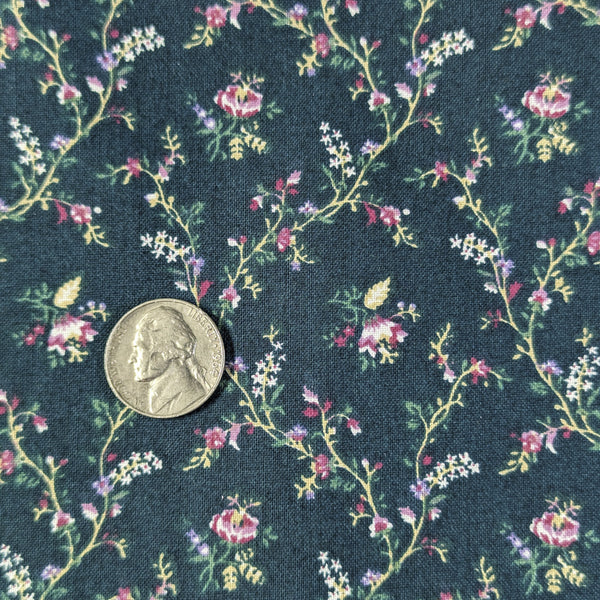 Springs Industries Green Floral Cotton Fabric 44 x 2 Yards