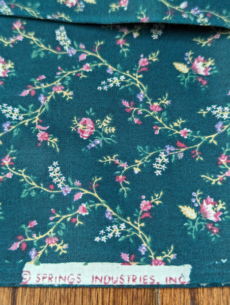 Springs Industries Green Floral Cotton Fabric 44 x 2 Yards