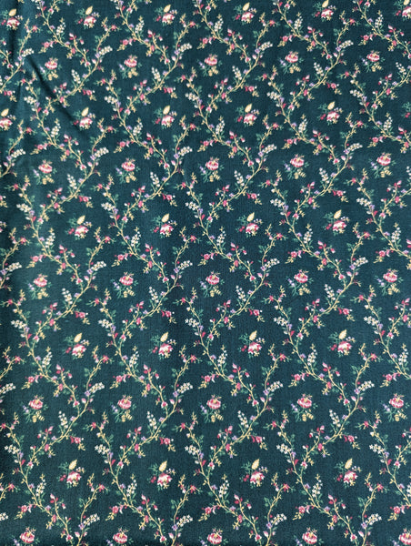 Springs Industries Green Floral Cotton Fabric 44 x 2 Yards